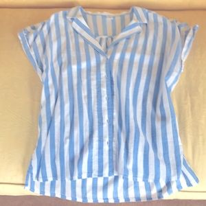 Old Navy baby blue striped blouse